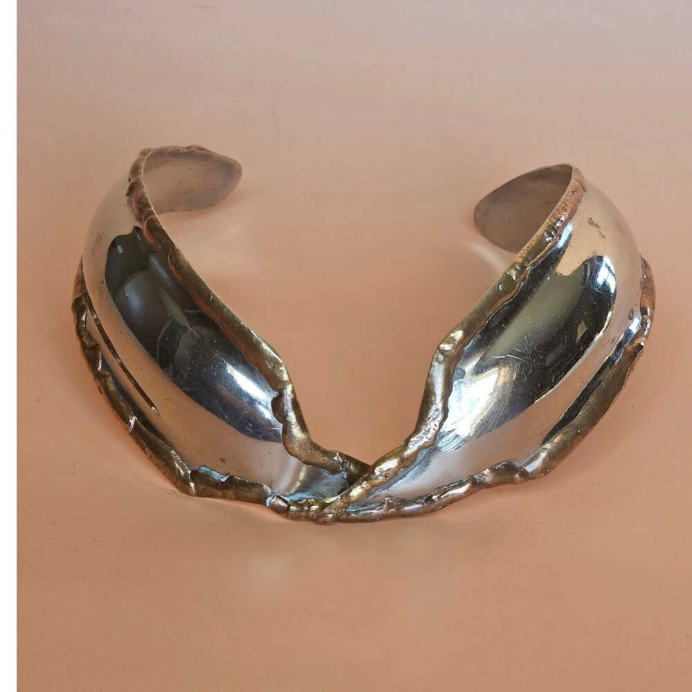 Vintage 1970s Brutalist Modernist Metal Collar Choker Artisan Necklace
